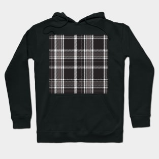 Dark Academia Plaid Tartan in Black, Grey, Gray, and White Hoodie